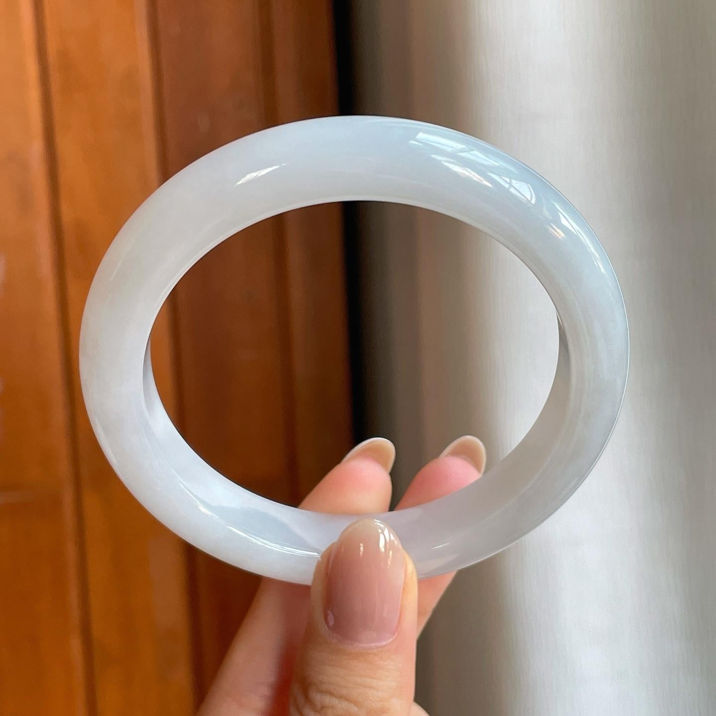 糯冰白月光翡翠平安镯（59.2mm)（yc373303）