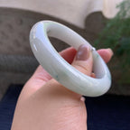 细糯种飘蓝花正圈平安镯  56圈口 天然缅甸A货翡翠（yc400181）