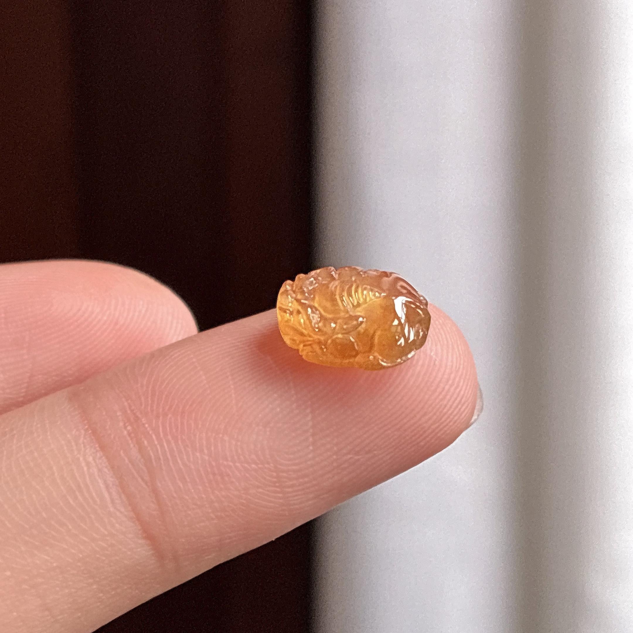 冰种黄翡貔貅裸件 天然缅甸A货翡翠（yc481878）