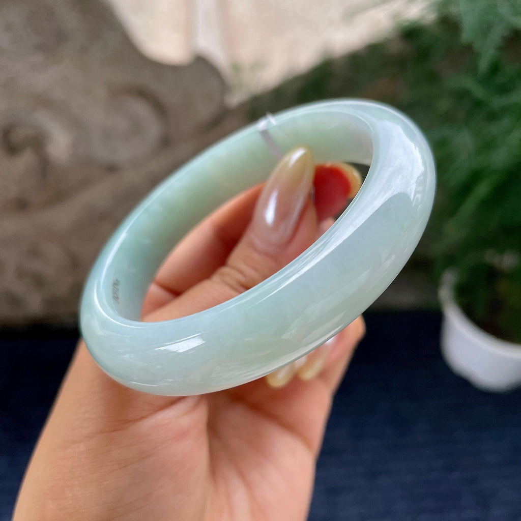 细糯种晴底正圈平安镯56圈 天然缅甸A货翡翠（yc464075）