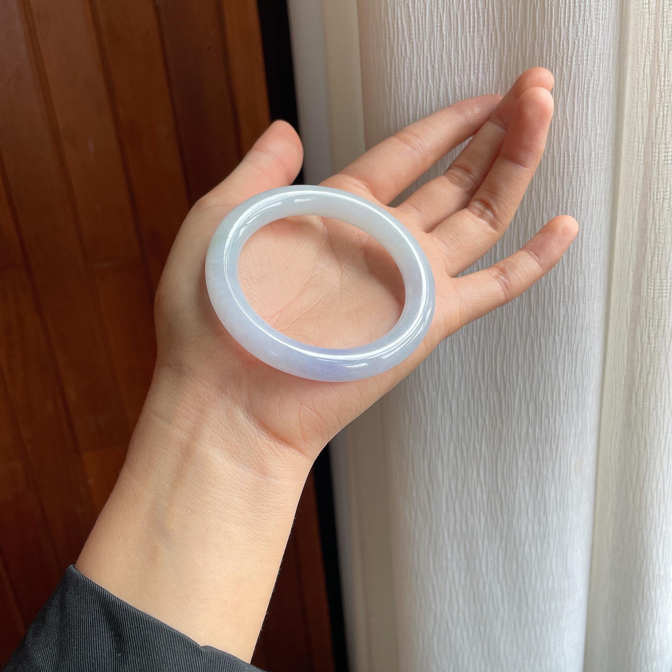 糯冰淡紫罗兰翡翠圆条手镯（52.3mm）（yc373954）