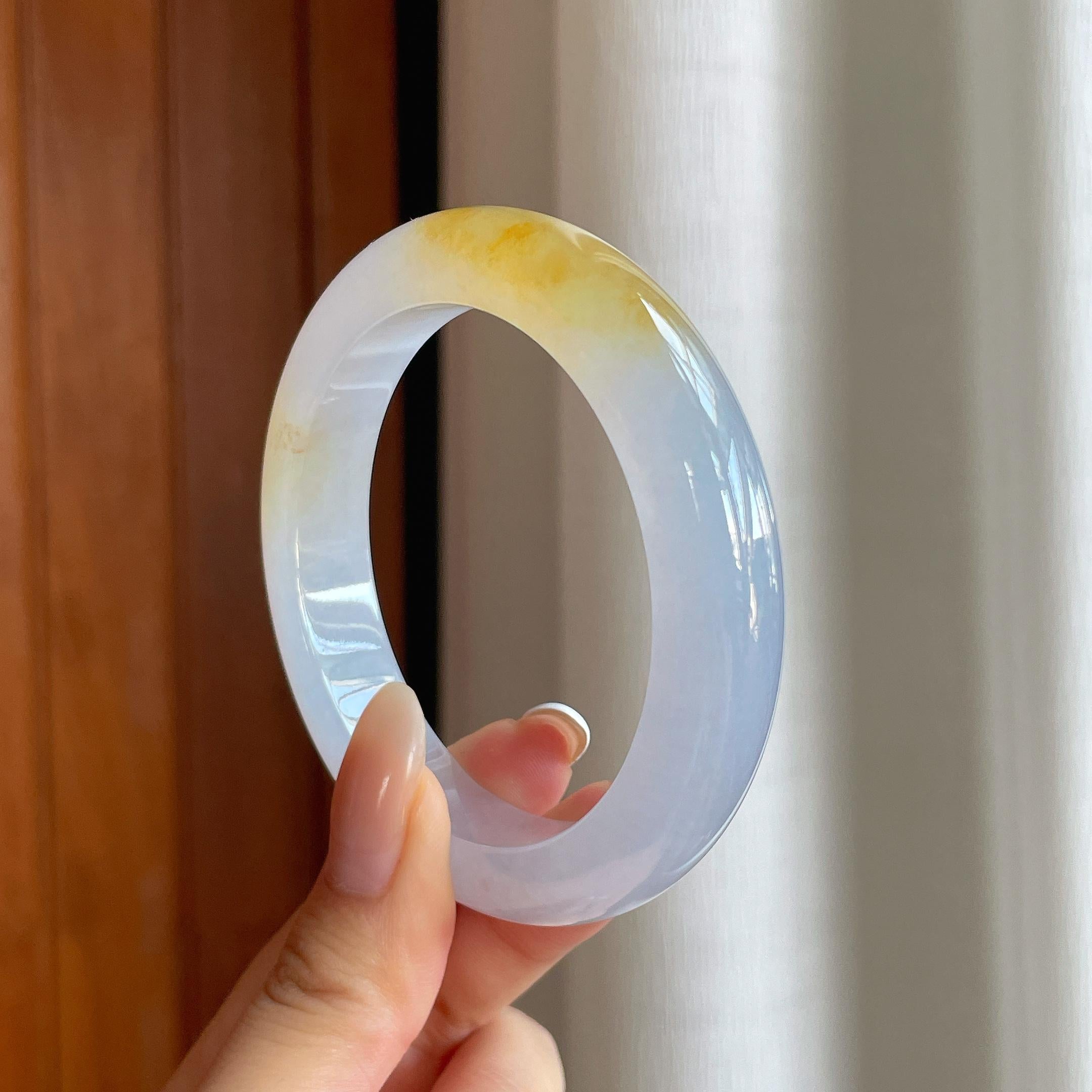 冰种黄翡翡翠平安镯（56mm)（yc416419）
