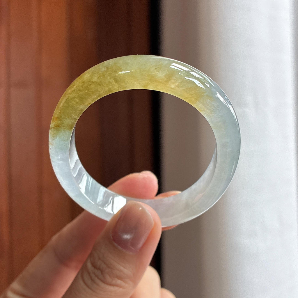 糯冰种黄翡贵妃手镯 53圈 天然缅甸A货翡翠（yc469604）