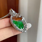 18k金镶冰种满绿翡翠叶子（yc258413）