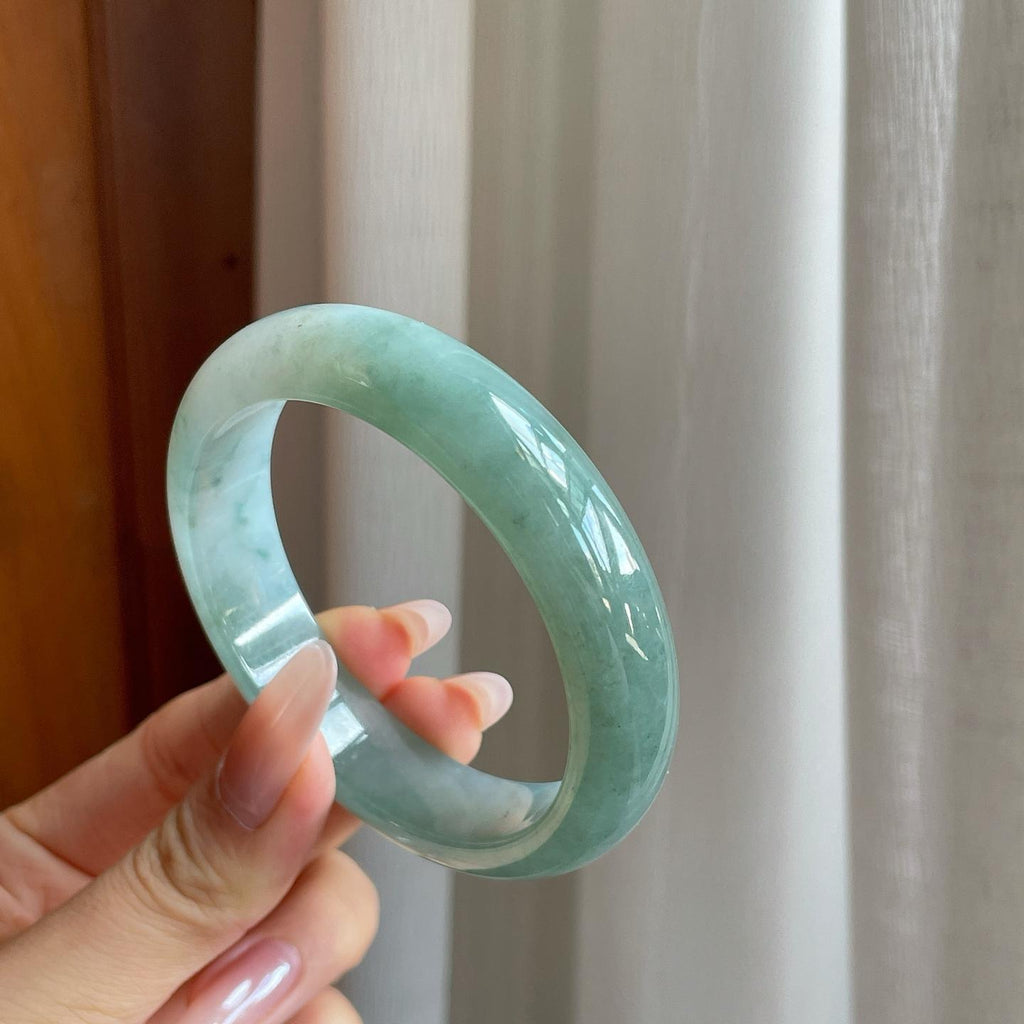 糯冰蓝底翡翠平安镯（56.3mm)（yc282498）