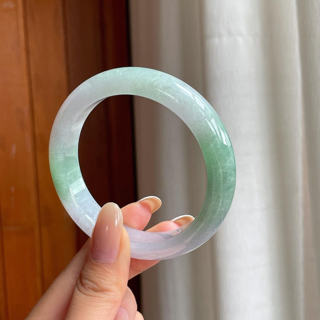 糯冰淡春底翡翠平安镯（56.3mm)（yc407454）