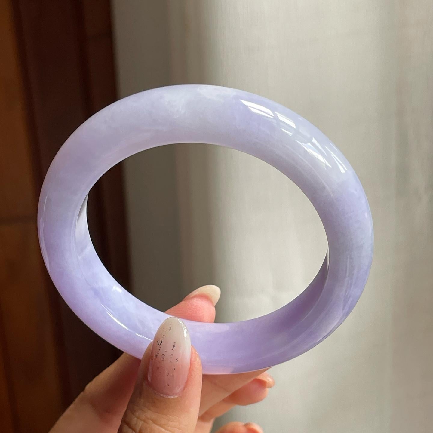 糯冰种紫罗兰翡翠平安镯（57mm）（yc204376）