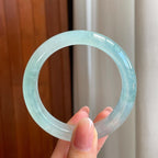 冰玻种蓝晴底翡翠平安镯（54.5mm）（yc335303）