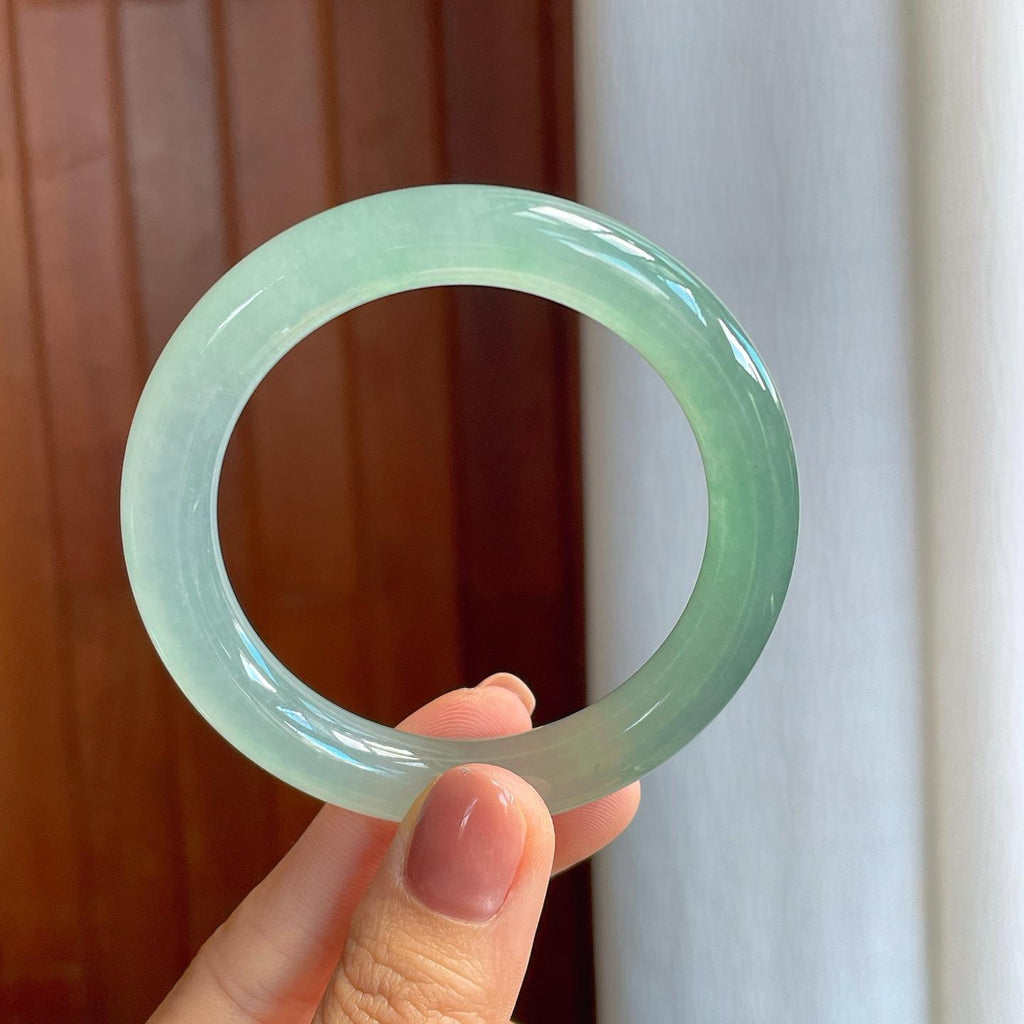 冰种蓝晴底翡翠圆条手镯（52.8mm）（yc276515）
