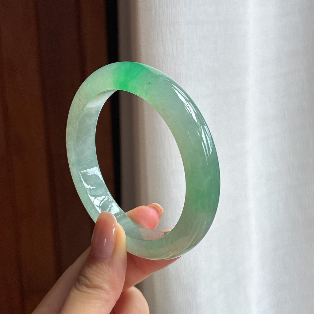 冰种带色翡翠平安镯（56.7mm)（yc424258）