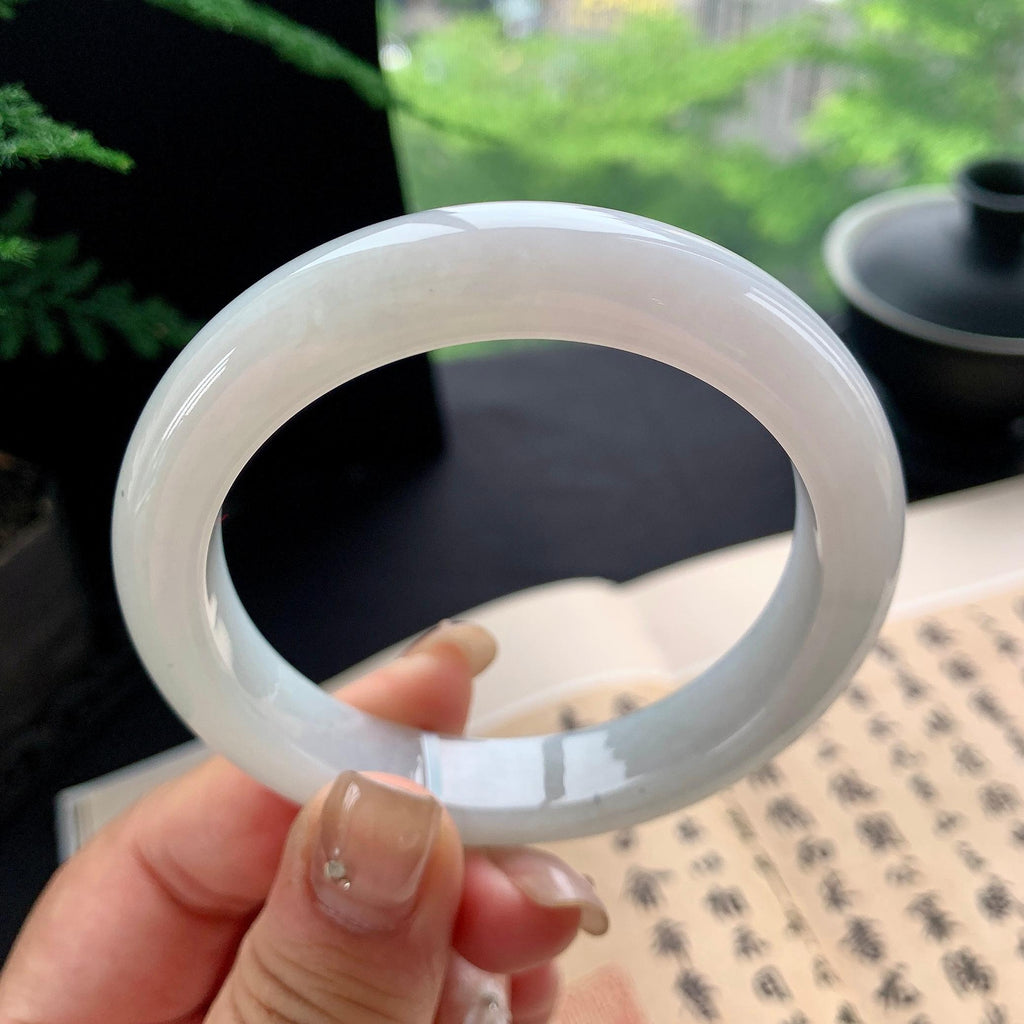 细糯种无色正圈平安镯 57圈口 天然缅甸A货翡翠（yc473091）