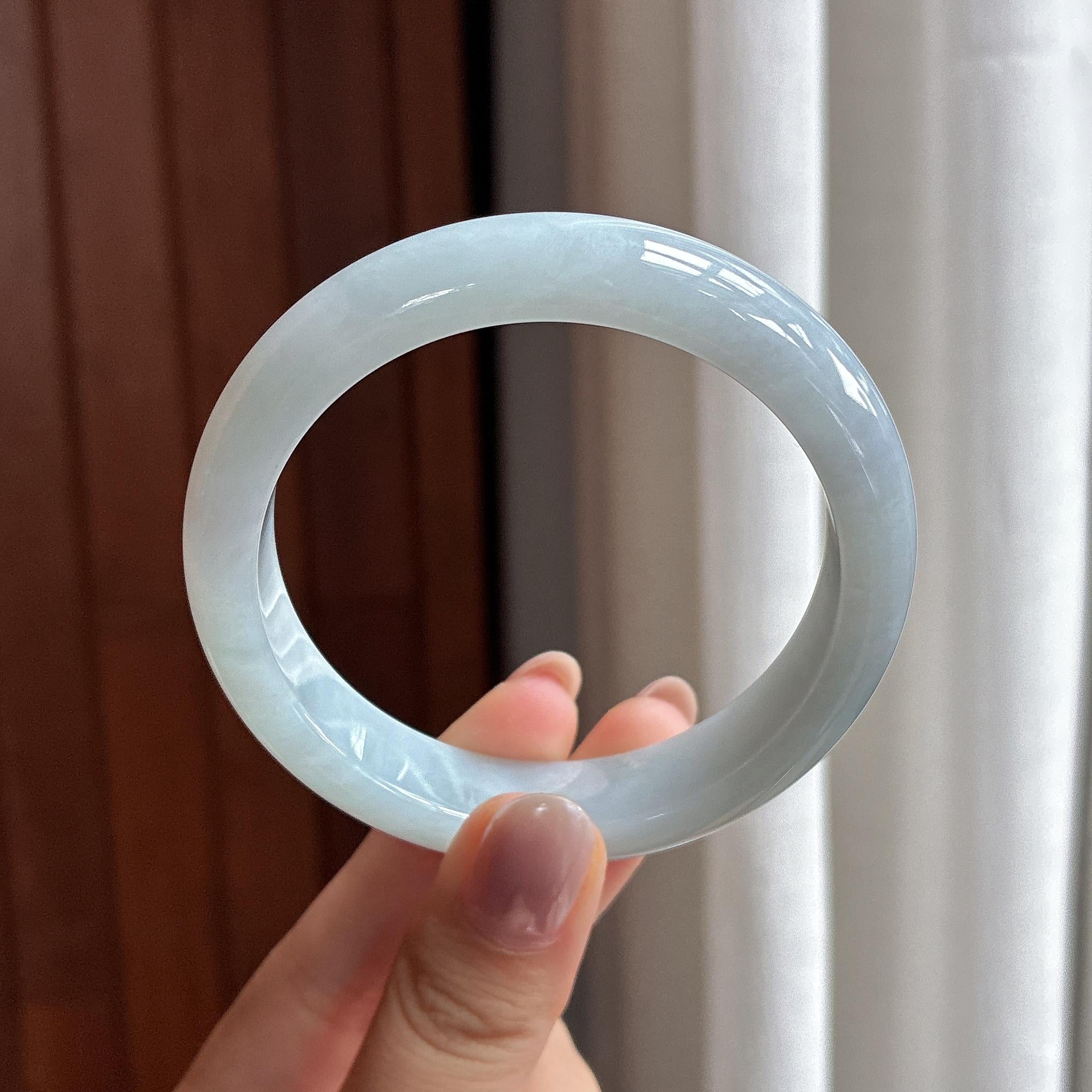细糯种蓝晴正圈平安镯 56圈 天然缅甸A货翡翠（yc504720）