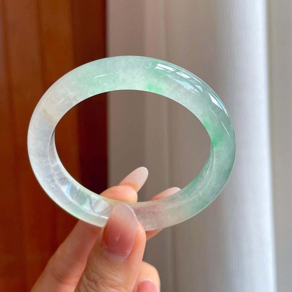 冰玻种带色翡翠平安镯（54mm）（yc312837）
