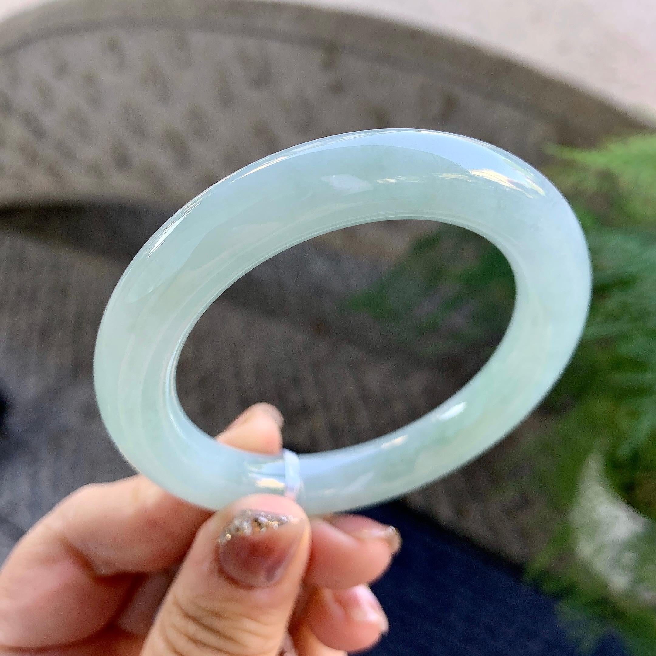细糯种淡晴底圆条手镯（53.3mm）（yc274588）