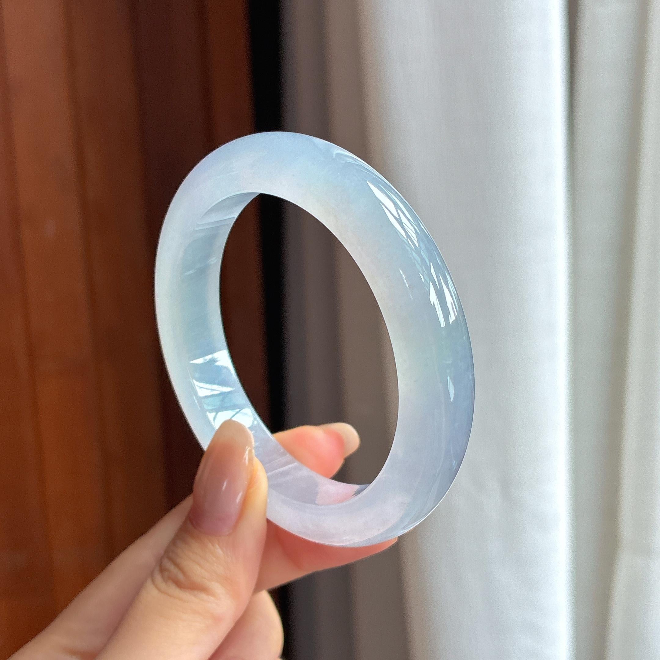 Vòng tay bình an vòng tròn chính băng chủng khởi quang xuân đới thái 54 vòng Ngọc phỉ thúy tự nhiên Myanmar hàng A (yc450801)