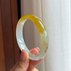 冰种黄翡特色翡翠平安镯（58mm)（yc423140）