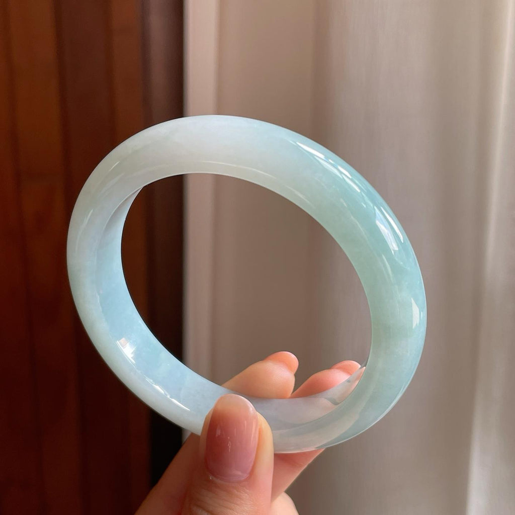 糯冰蓝晴底翡翠平安镯（60mm）（yc333078）