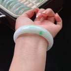 细糯白底青翡翠手镯（57.8mm）（yc017176）