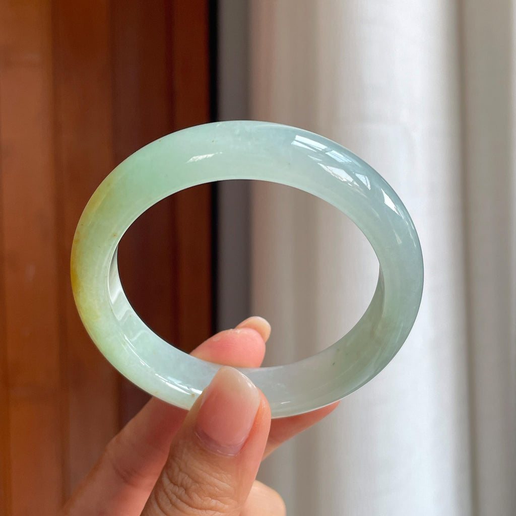 糯冰黄翡翡翠平安镯(55.5mm)（yc402820）