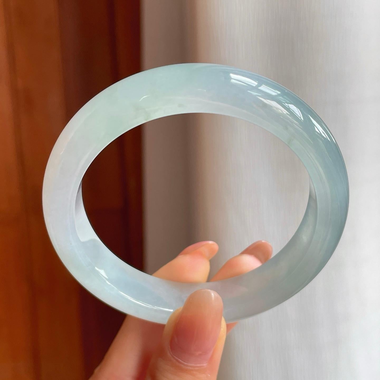 冰种晴底翡翠平安镯（56.6mm)（yc360252）