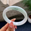 大圈口      细糯种飘花正圈平安镯60圈         天然缅甸A货翡翠（yc444700）