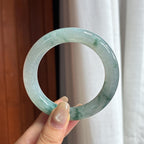 糯冰飘花圆条手镯 53圈 天然缅甸A货翡翠（yc457189）