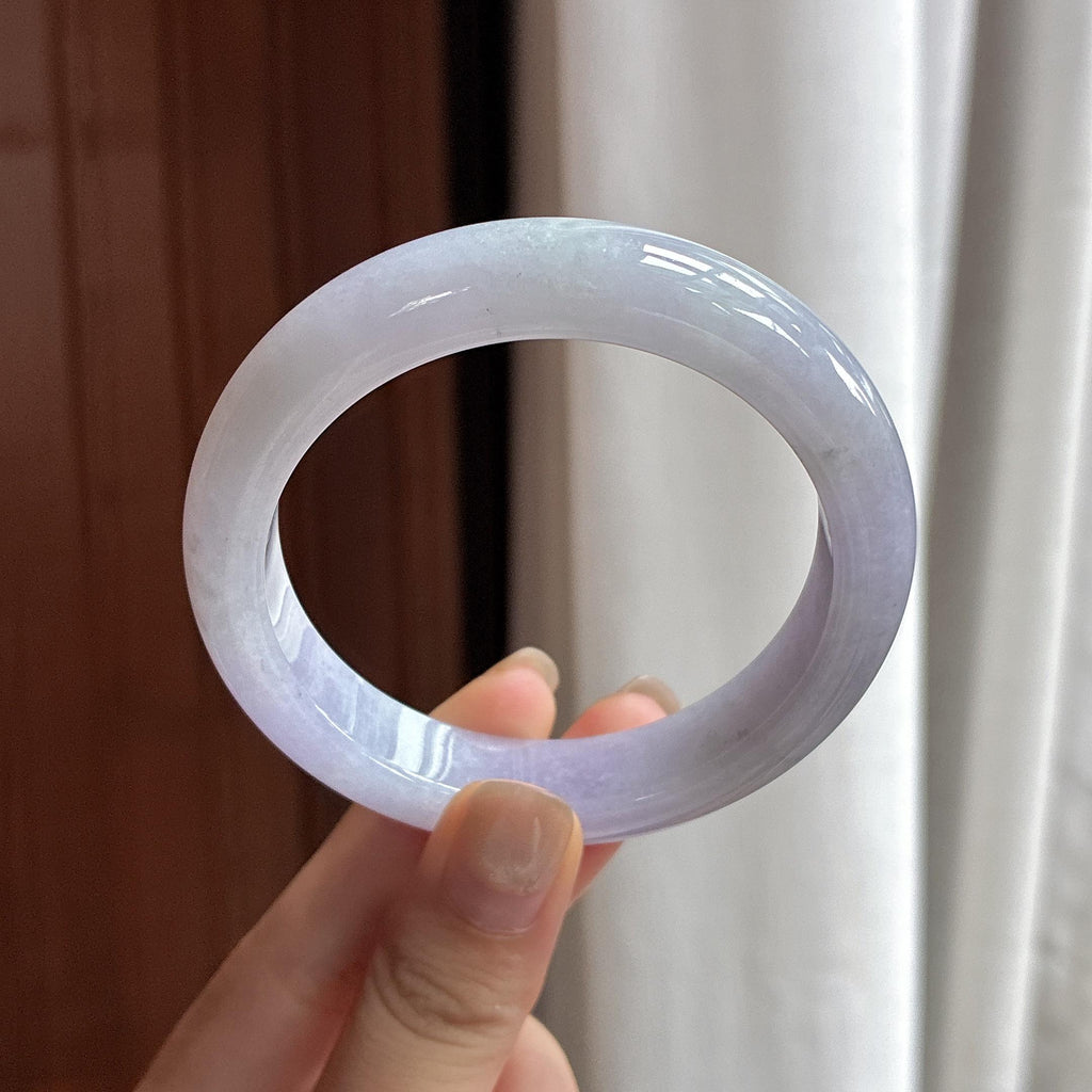 细糯种紫罗兰正圈平安镯 56圈 天然缅甸A货翡翠（yc483935）