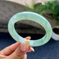 大圈口 细糯种晴底飘花正圈平安镯58圈 天然缅甸A货翡翠（yc489155）
