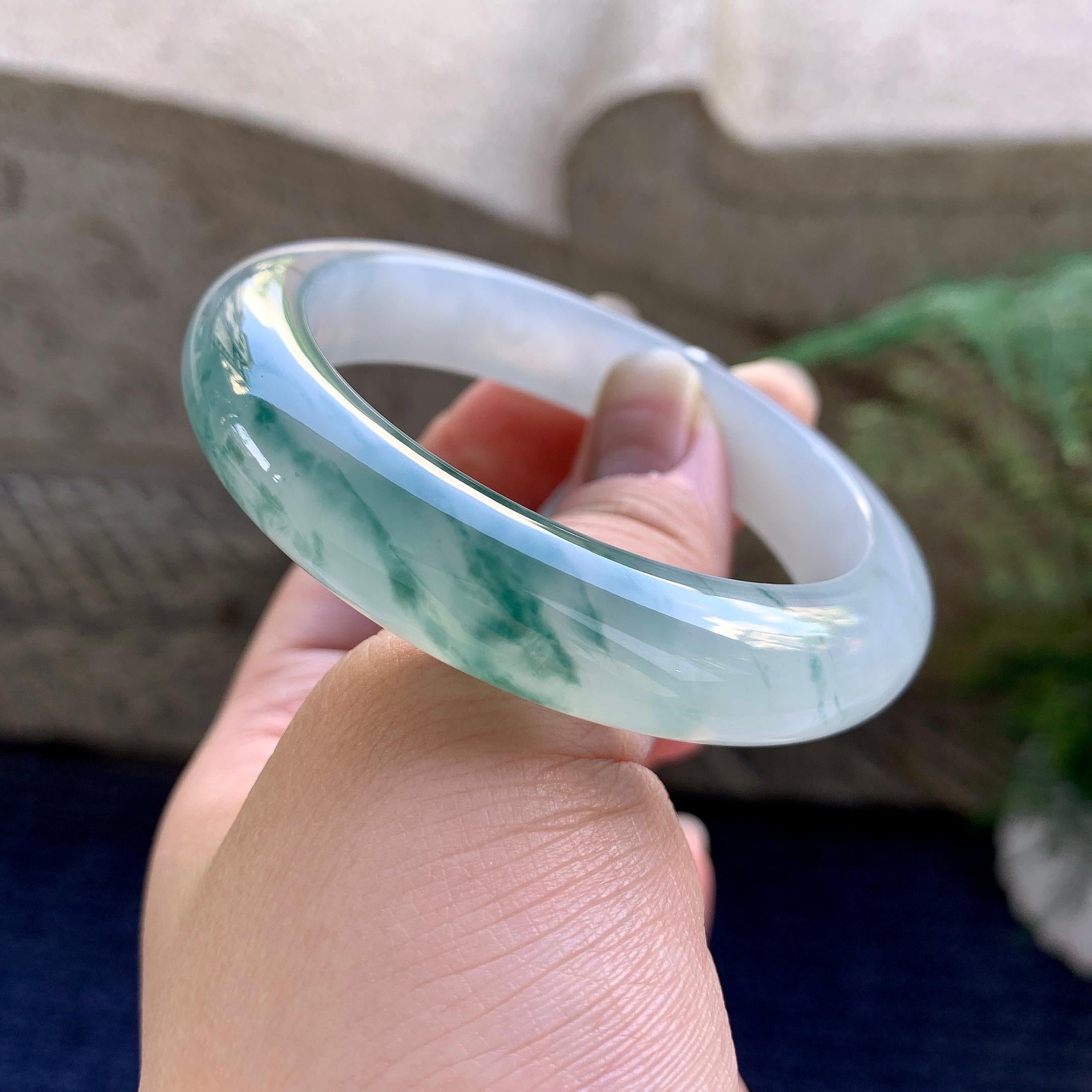 糯冰种飘花平安镯（53.6mm）（yc223265）