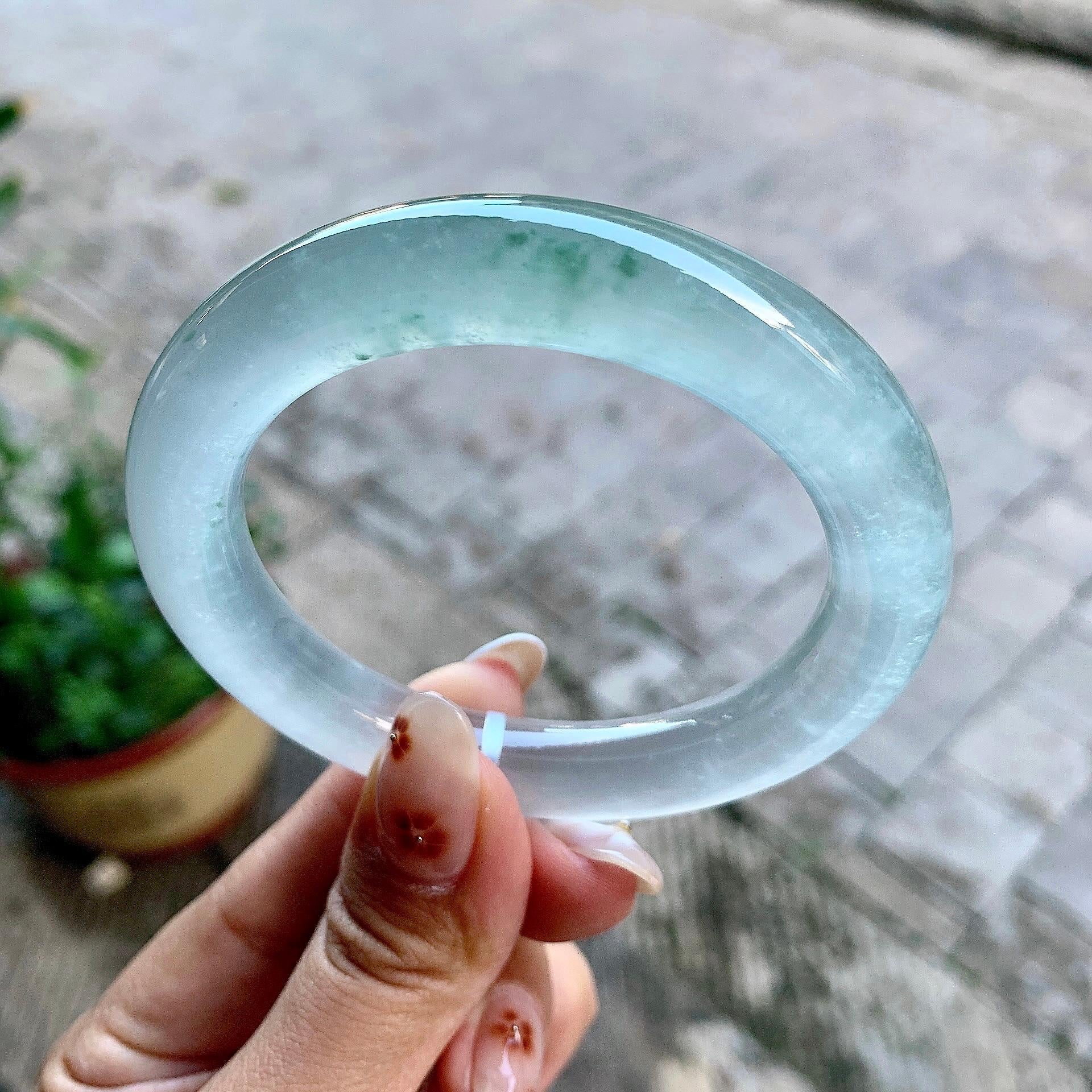 高冰种飘花圆条手镯（55.1mm）（yc246678）