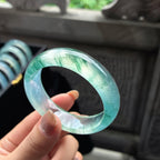 冰玻种起光飘花贵妃镯 54圈 天然缅甸A货翡翠（yc454074）