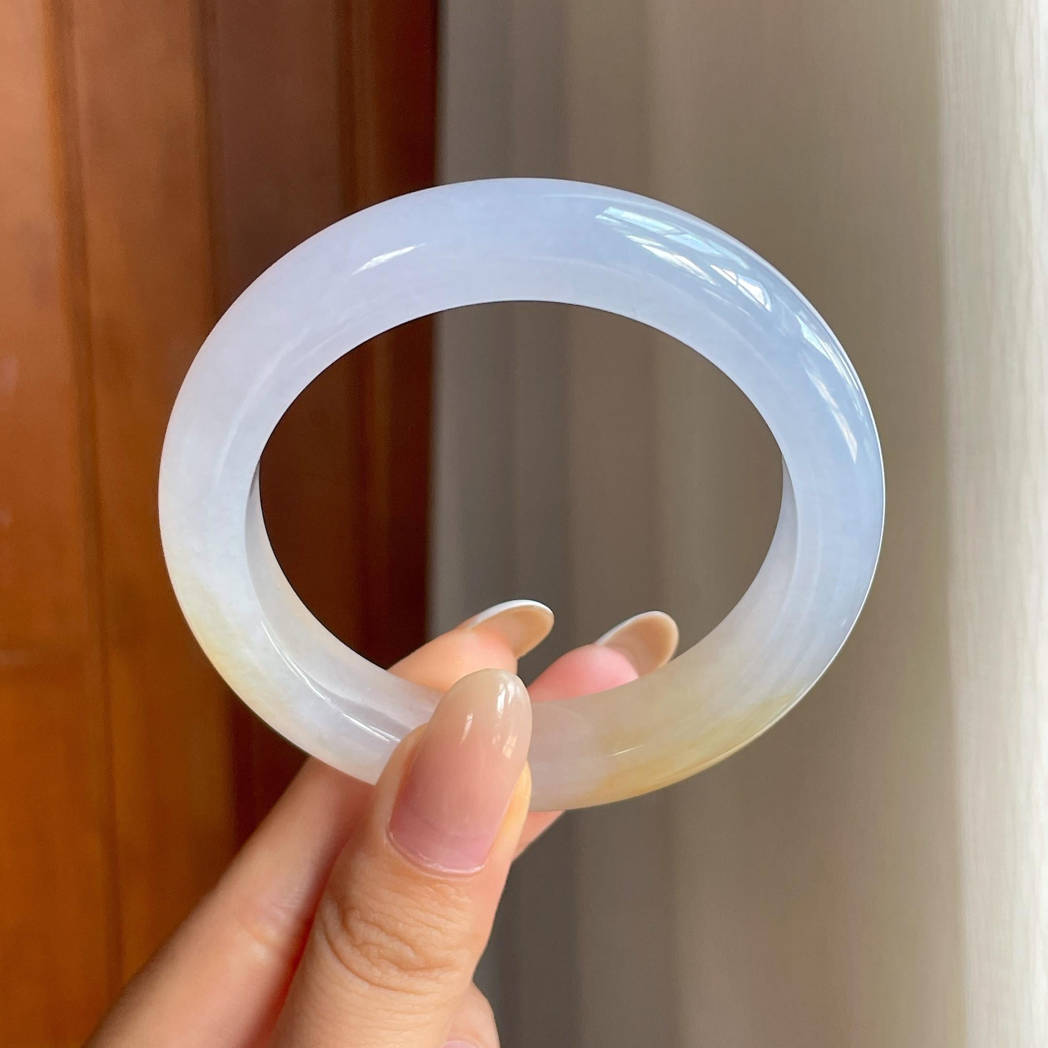 冰种黄翡翡翠平安镯（54.6mm)（yc416482）