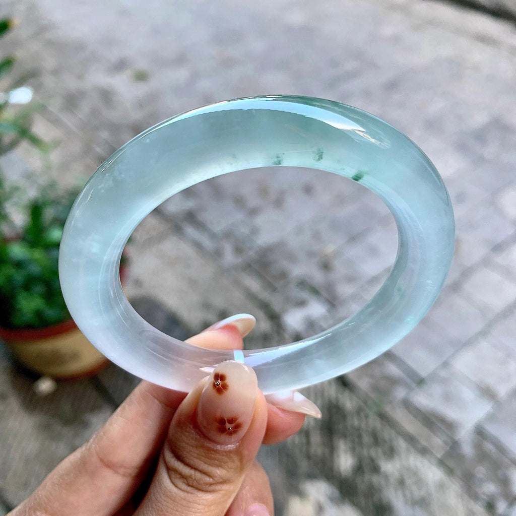 高冰种飘花圆条手镯（55.1mm）（yc246678）