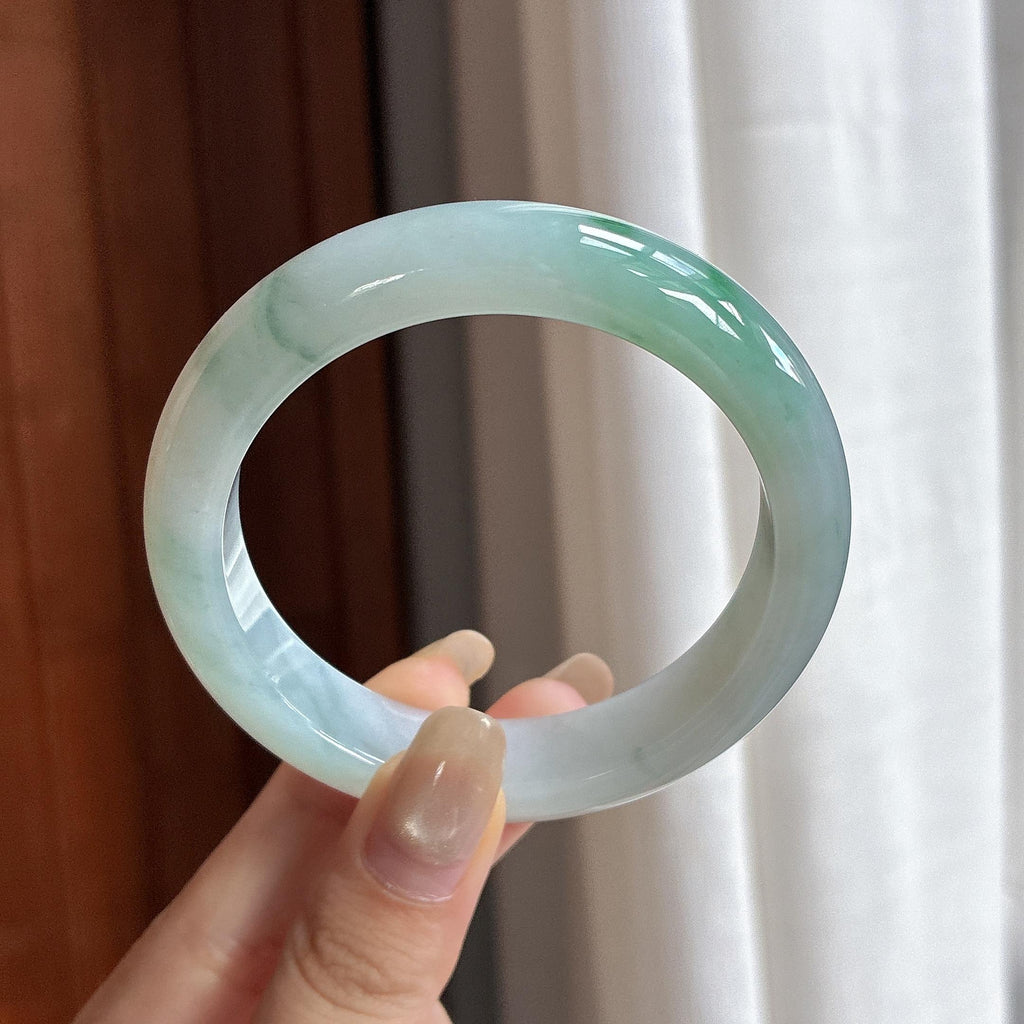 细糯种飘花正圈正圈平安镯 56圈 天然缅甸A货翡翠（yc469610）