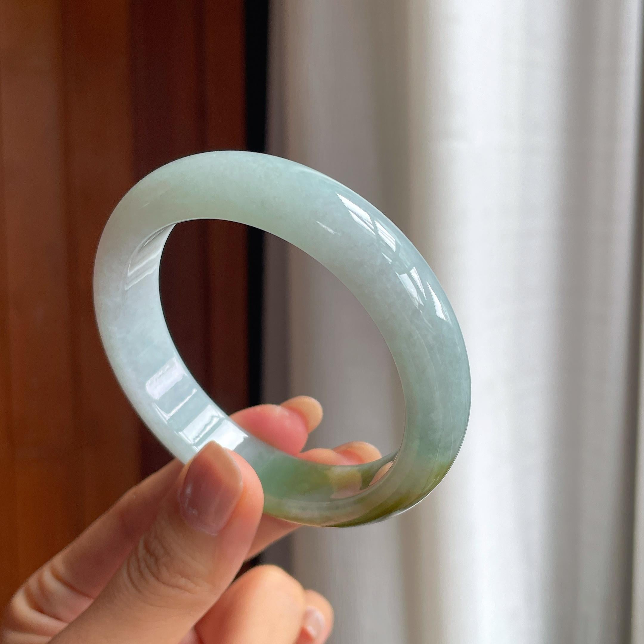 糯冰黄翡翡翠平安镯（56.5mm）（yc419561）