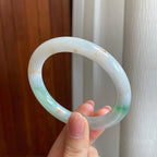 糯冰飘花翡翠圆条手镯（55mm)（yc323655）