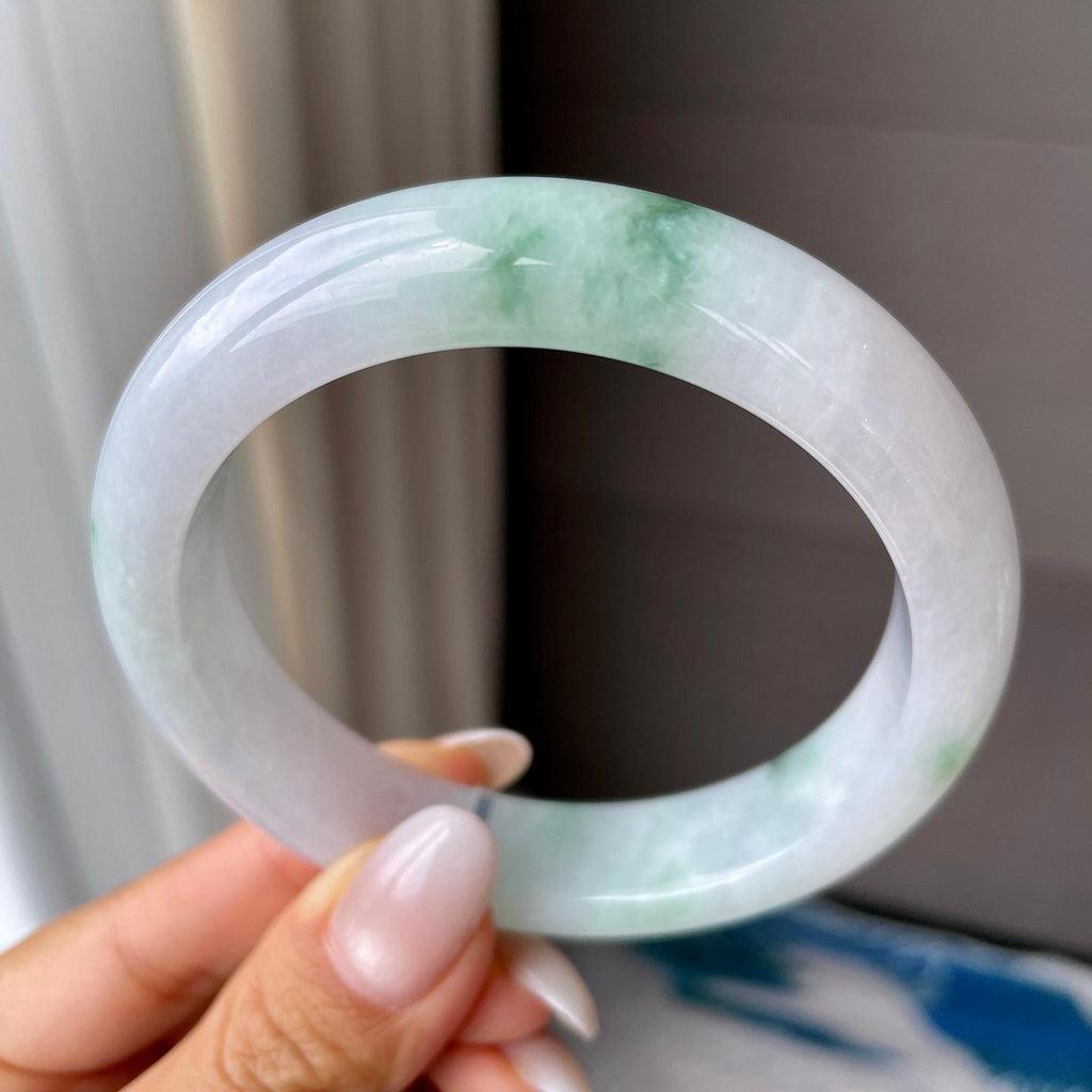 大圈口    细糯种飘花正圈平安镯      62.2圈     天然缅甸A货翡翠（yc409663）