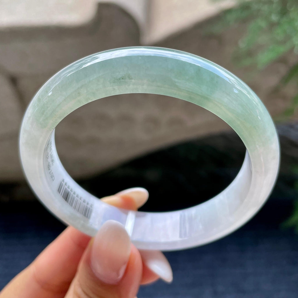 细糯种淡晴底正圈平安镯55.8圈      天然缅甸A货翡翠（yc416446）