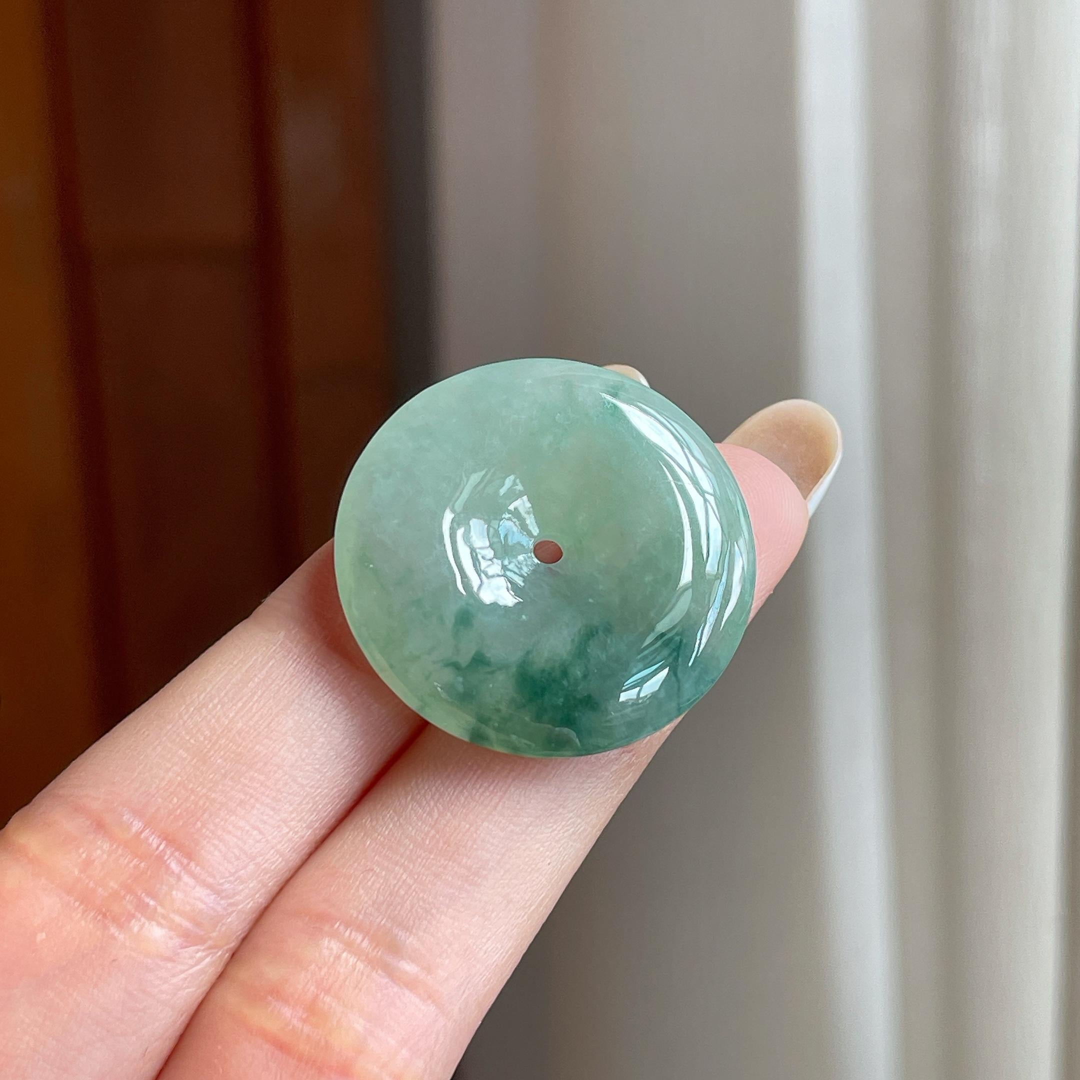 糯冰飘花翡翠平安扣（yc403907）