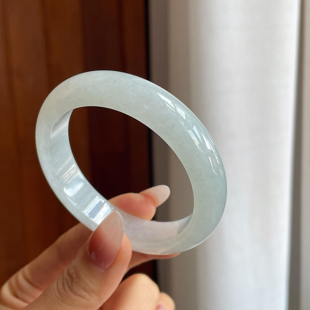 冰种无色翡翠平安镯（53mm）（yc302430）