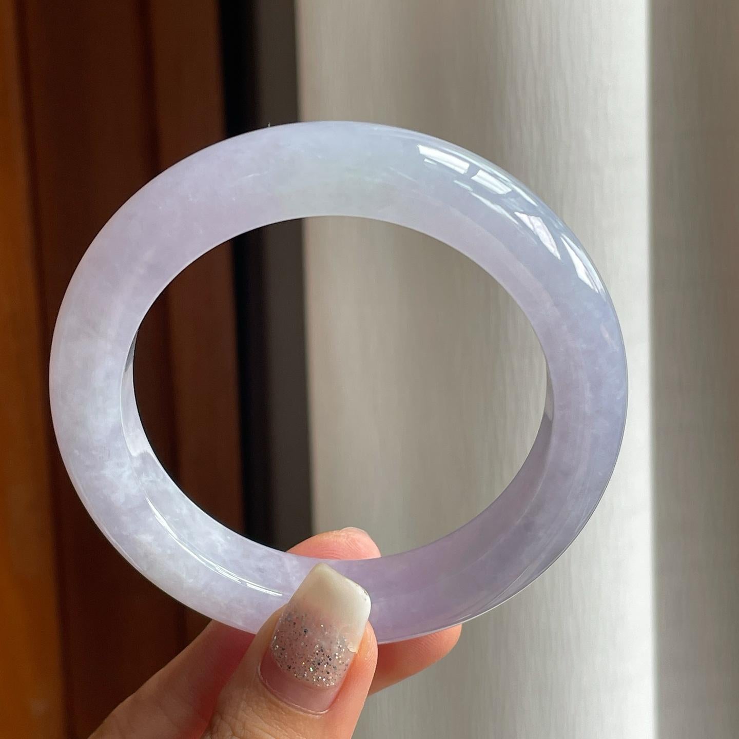 冰种紫罗兰翡翠平安镯（58mm）（yc185066）