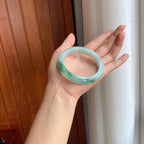 糯冰飘花翡翠平安镯(58mm)（yc400232）