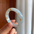 糯冰黄翡翡翠平安镯（52mm）（yc396390）