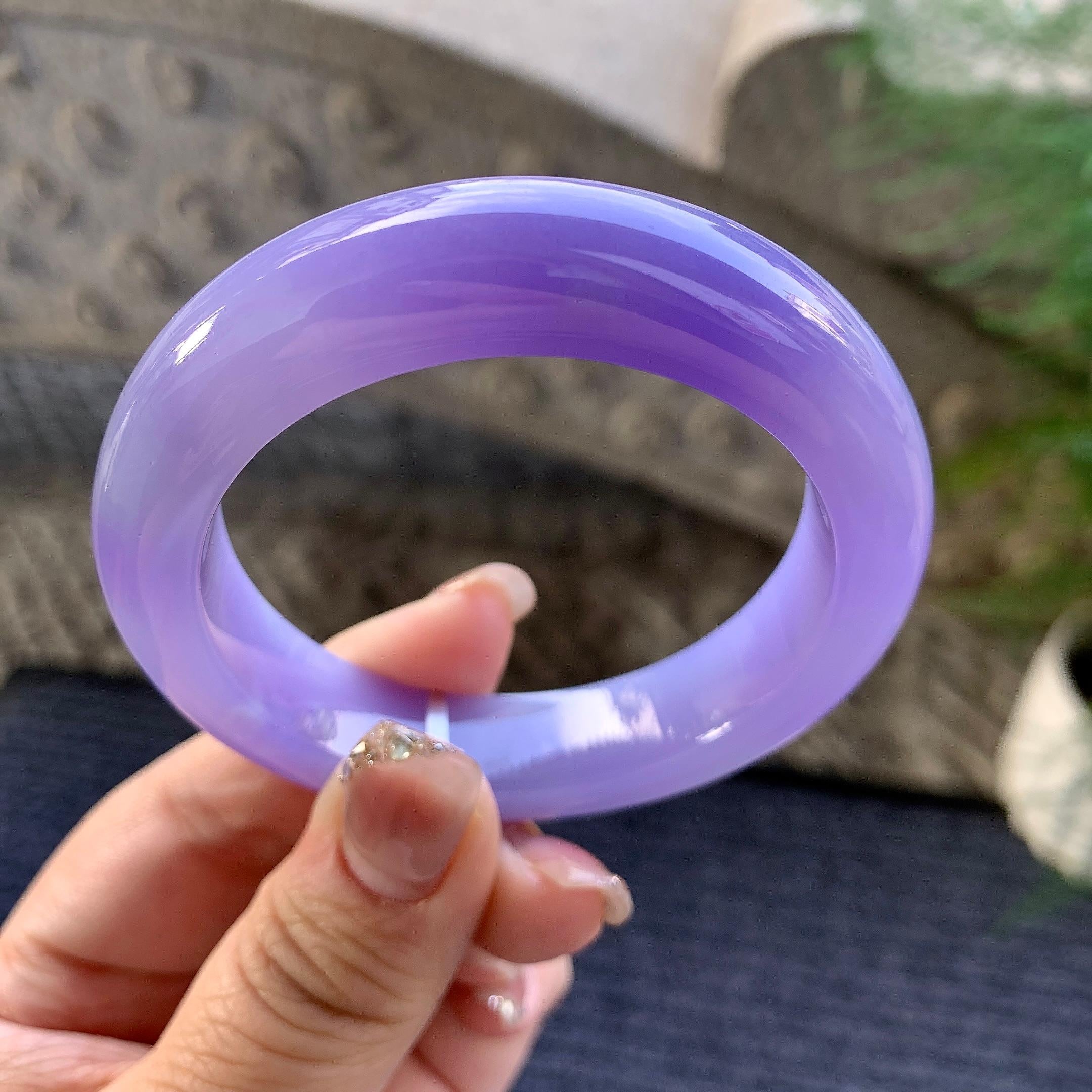 糯冰种紫罗兰平安镯（52.2mm）（yc292657）