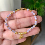 18K金钻镶糯冰种淡紫罗兰小米珠手链（yc232458）