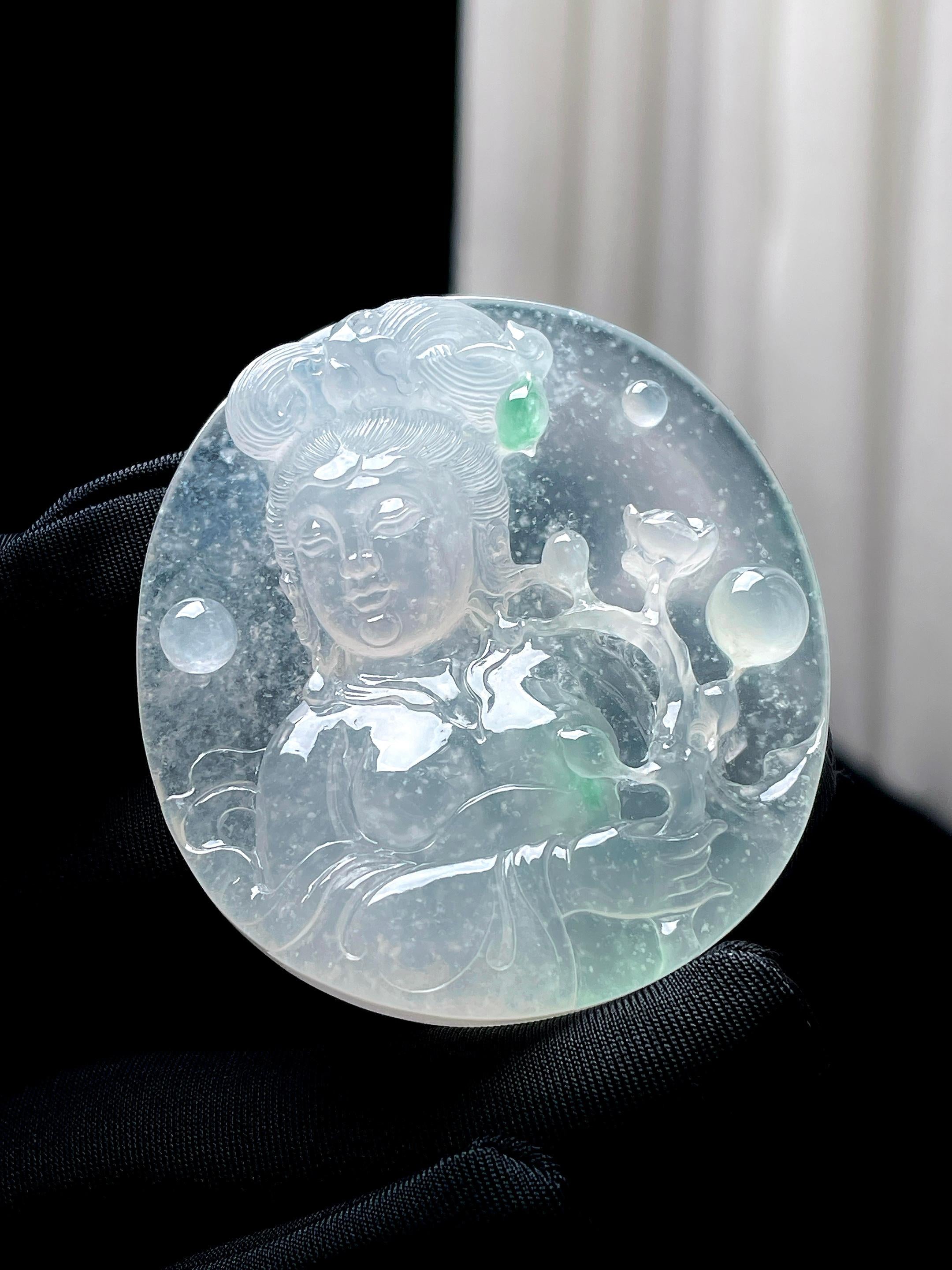 玻璃种雪花棉翡翠踏雪寻梅（yc366123）