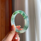 冰种飘花翡翠平安镯（56mm)（yc388726）