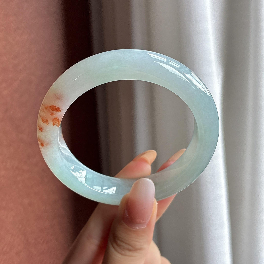 糯冰晴底红翡正圈平安镯 54圈（yc774317）