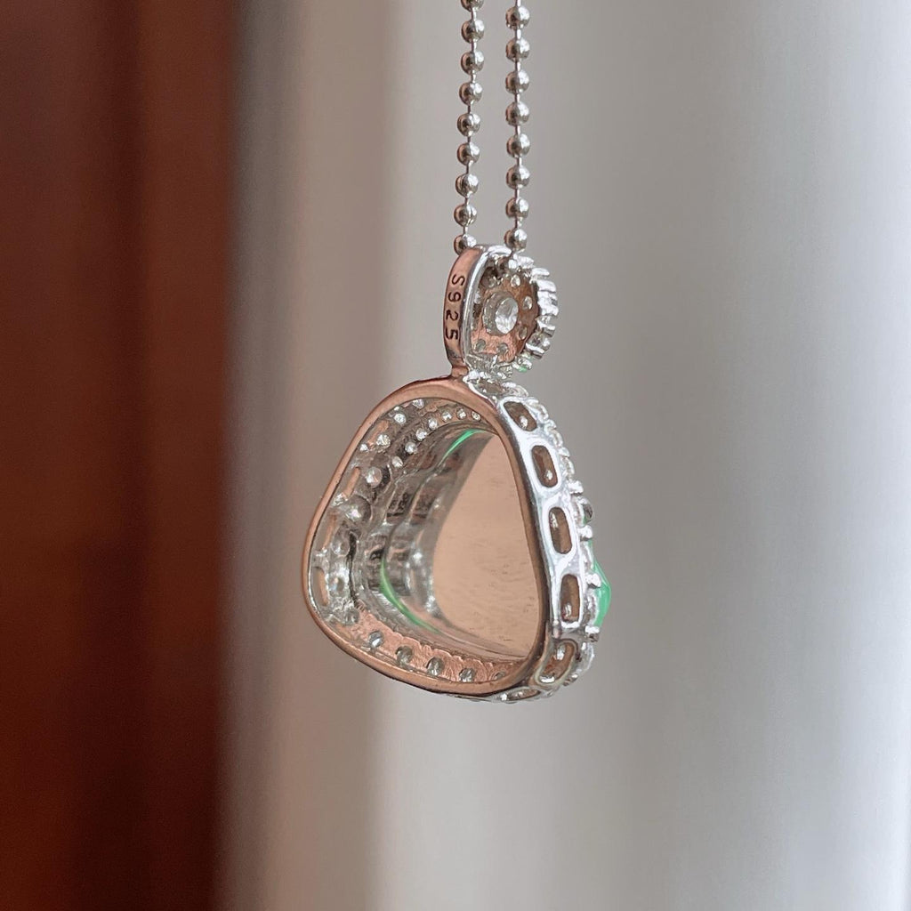 S925银镶糯冰带色翡翠佛公（yc257813）