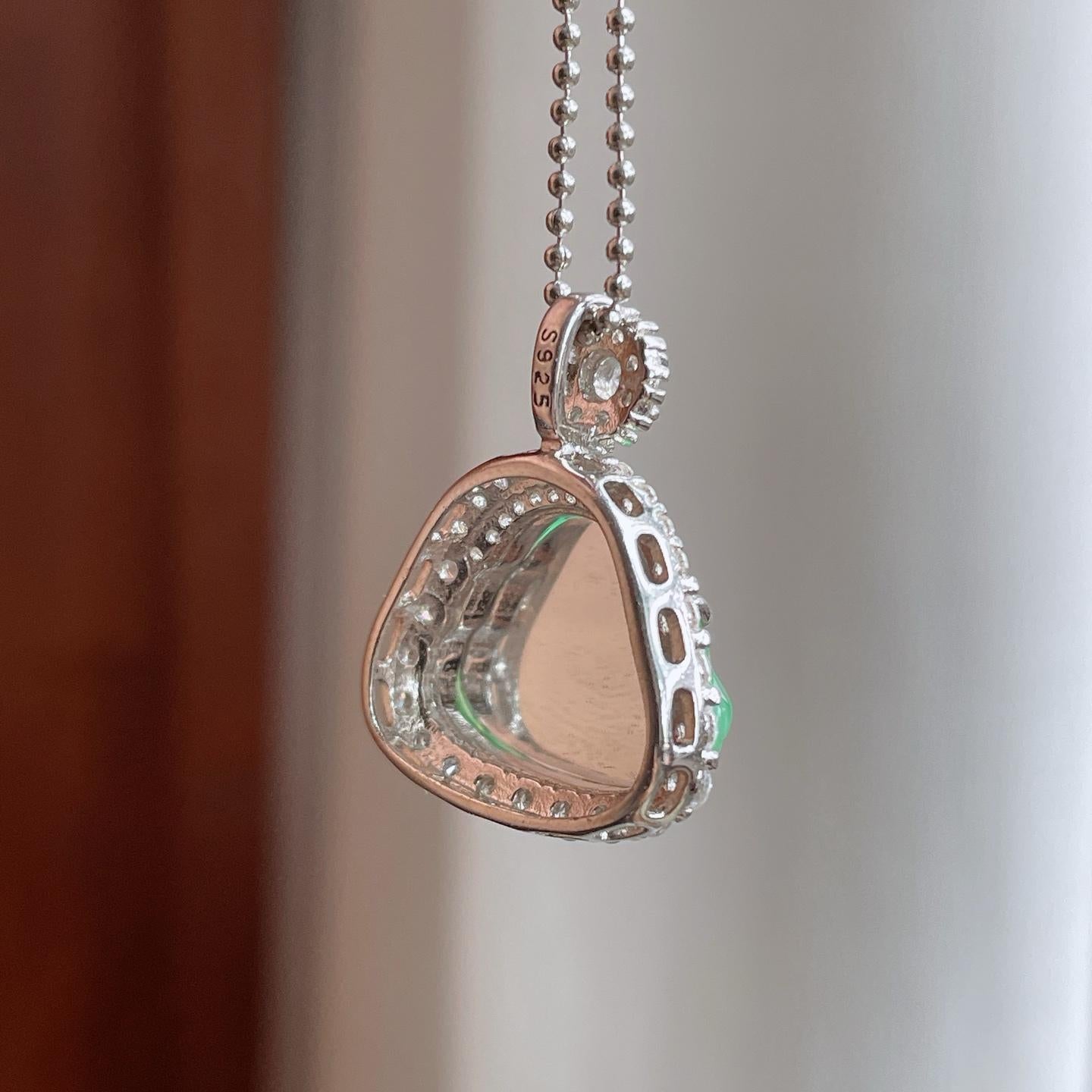 S925银镶糯冰带色翡翠佛公（yc257813）